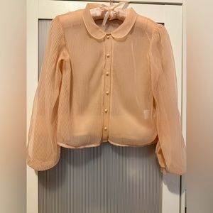 TITTY&CO PINK TULLE TOP W/ PEARL BUTTON